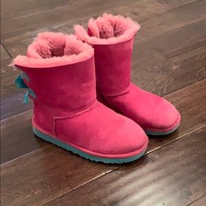 Pink and blue bailey bow UGG boot